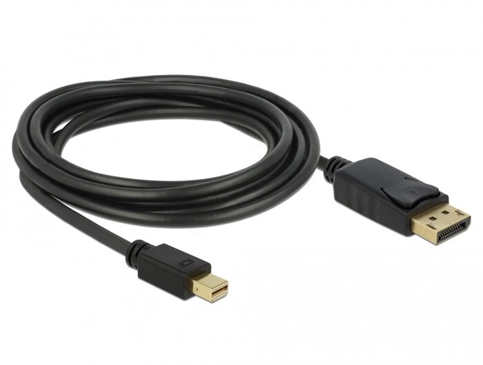 Кабель монітора-сигнальний Delock DisplayPort-mini M/M  3.0m v1.2 4K@60Hz 19p D=5.5mm Gold Cu чорний (70.08.2699) від компанії інтернет-магазин "БИТПРОМТОРГ" - фото 1