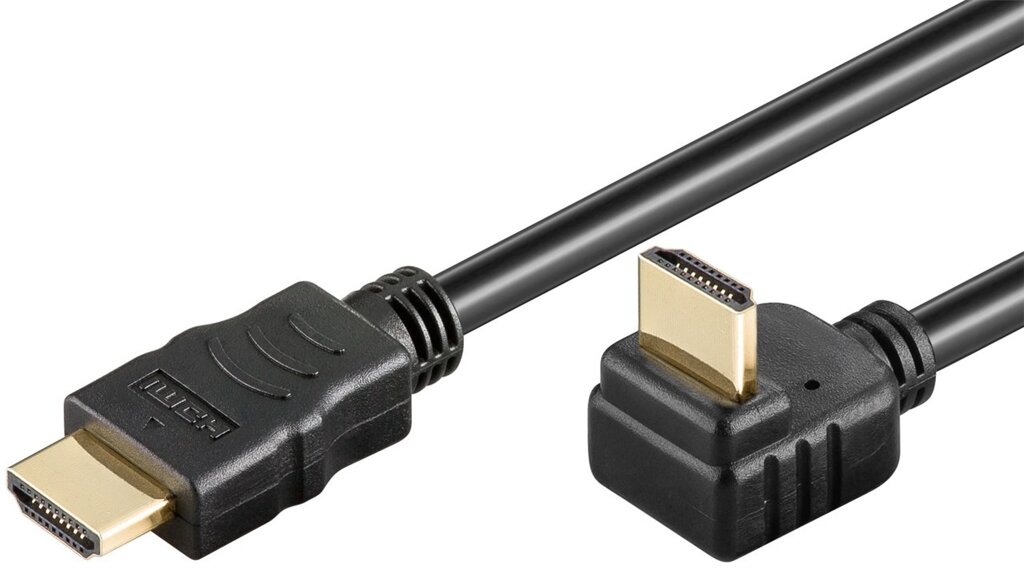 Кабель монітора-сигнальний Goobay HDMI M/M  0.5m HS+HEC+ARC 90°вниз 4K@30Hz Gold чорний (75.04.4907) від компанії інтернет-магазин "БИТПРОМТОРГ" - фото 1