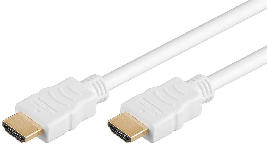 Кабель монітора-сигнальний Goobay HDMI M/M  2.0m HS+HEC+ARC 4K@30Hz D=6.0mm Gold білий (75.03.1893) від компанії інтернет-магазин "БИТПРОМТОРГ" - фото 1