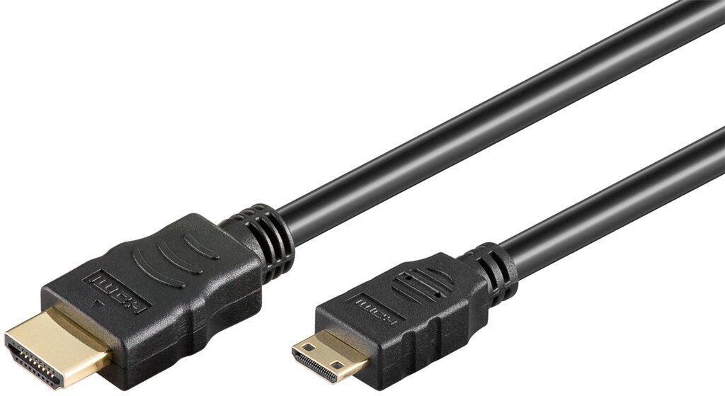 Кабель монітора-сигнальний Goobay HDMI-mini M/M  5.0m HS+HEC D=6.0mm 4K 3D Gold чорний (75.03.4310) від компанії інтернет-магазин "БИТПРОМТОРГ" - фото 1