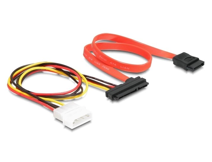 Кабель накопичувача Delock SATA 22p-7p M/M (+Molex) 0.4m 3Gbps різнобарвний (70.08.4230) від компанії інтернет-магазин "БИТПРОМТОРГ" - фото 1