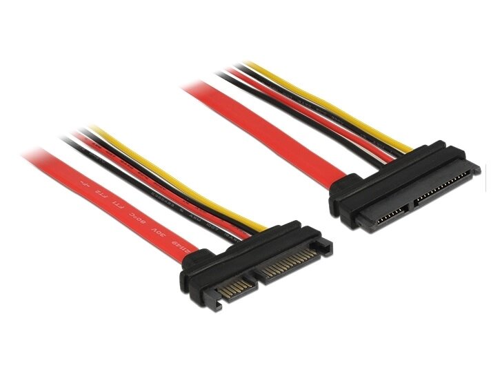 Кабель накопичувача-подовж. Delock SATA 22p M/F 0.2m AWG18+26 6Gbps (5V+12V) різнобарвний (70.08.4362) від компанії інтернет-магазин "БИТПРОМТОРГ" - фото 1