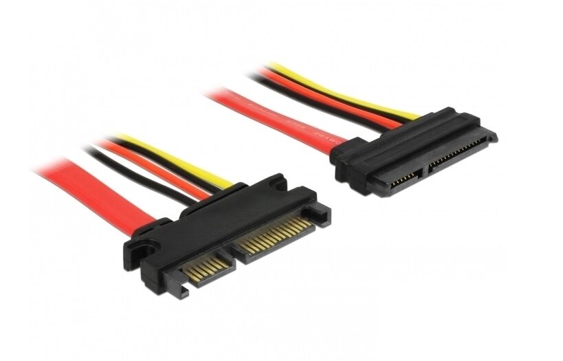 Кабель накопичувача-подовж. Delock SATA 22p M/F 0.5m 6Gbps AWG18+26 (5+12V) різнобарвний (70.08.4361) від компанії інтернет-магазин "БИТПРОМТОРГ" - фото 1