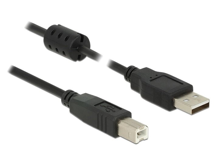 Кабель принтера Delock USB2.0 A-B M/M  3.0m AWG24+28 Ferrite D=4.0mm Gold чорний (70.08.4898) від компанії інтернет-магазин "БИТПРОМТОРГ" - фото 1