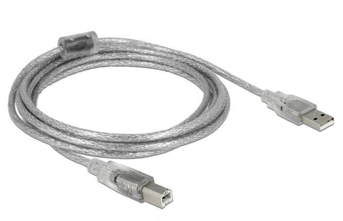 Кабель принтера Delock USB2.0 A-B M/M  3.0m AWG24+28 Ferrite D=4.0mm прозорий (70.08.3895) від компанії інтернет-магазин "БИТПРОМТОРГ" - фото 1