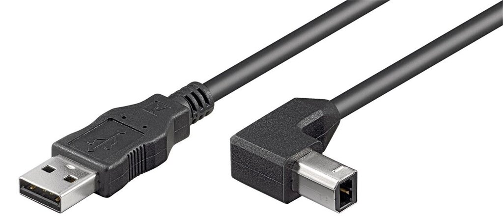 Кабель принтера Goobay USB2.0 A-B M/M  0.5m AWG28 90° вниз 2xShielded Cu чорний (75.09.3016) від компанії інтернет-магазин "БИТПРОМТОРГ" - фото 1