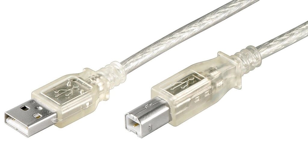 Кабель принтера Goobay USB2.0 A-B M/M  1.0m AWG28 2xShielded D=4.2mm Cu прозорий (75.06.8606) від компанії інтернет-магазин "БИТПРОМТОРГ" - фото 1