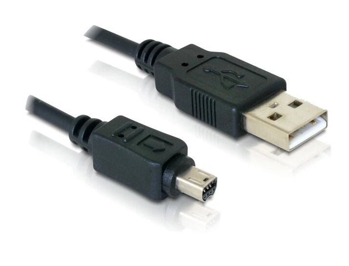 Кабель пристроїв Delock USB2.0 A-mini 8p M/M 1.5m Olympus D=3.5mm Ferrite чорний (70.08.2265) від компанії інтернет-магазин "БИТПРОМТОРГ" - фото 1