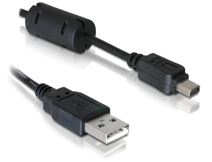 Кабель пристроїв Delock USB2.0 A-mini12p M/M 1.0m Olympus D=3.8mm Ferrite чорний (70.08.2417) від компанії інтернет-магазин "БИТПРОМТОРГ" - фото 1