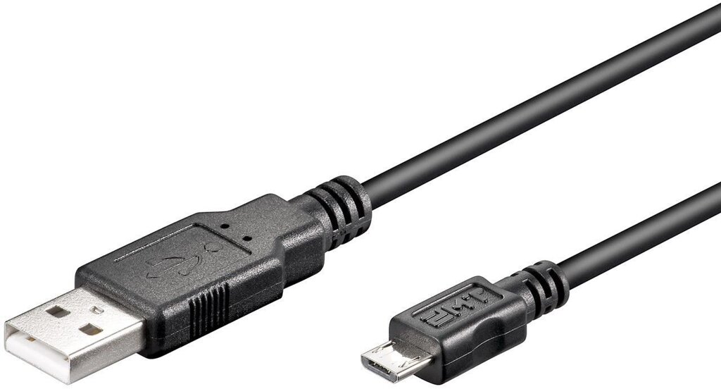 Кабель пристроїв Goobay USB2.0 A-microB M/M  0.6m AWG28 2xShielded D=4.0mm Cu чорний (75.09.3922) від компанії інтернет-магазин "БИТПРОМТОРГ" - фото 1