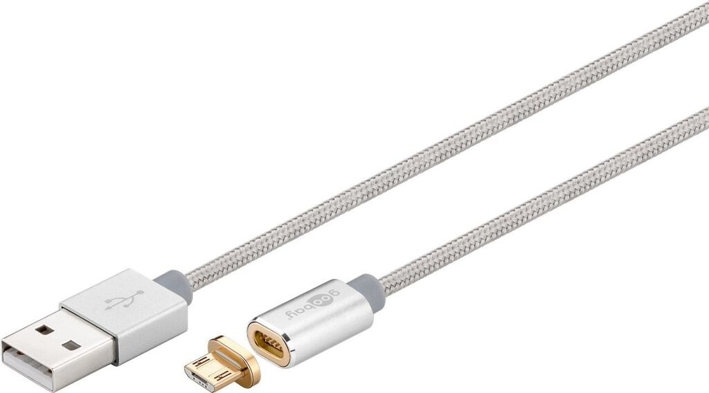 Кабель пристроїв Goobay USB2.0 A-microB M/M  1.2m Magnetic Connectors Silver срібний (75.04.0912) від компанії інтернет-магазин "БИТПРОМТОРГ" - фото 1