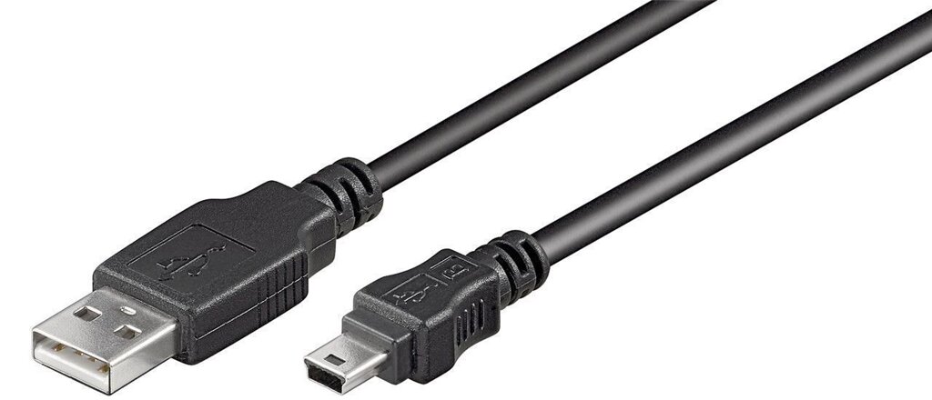 Кабель пристроїв Goobay USB2.0 A-mini 5p M/M  5.0m AWG28 2xShielded D=4.0mm Cu чорний (75.05.0769) від компанії інтернет-магазин "БИТПРОМТОРГ" - фото 1