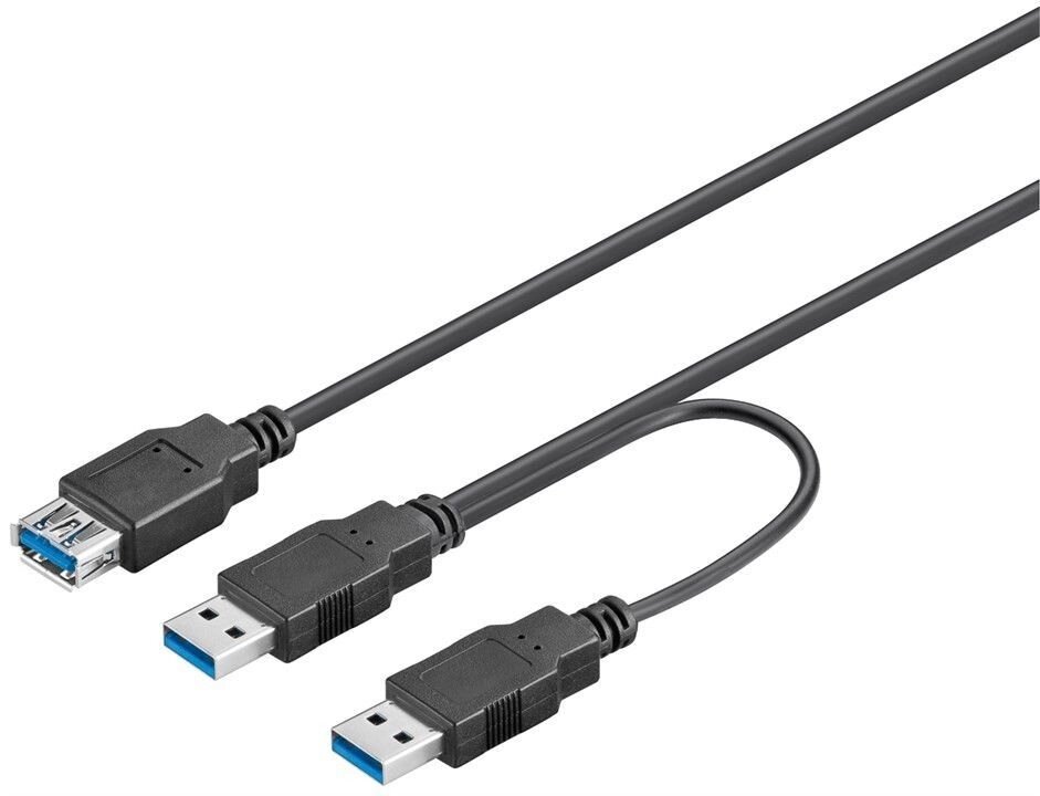 Кабель пристроїв Goobay USB3.0 A 1x2 F/M 0.3m Y-form AWG28 3xShielded Cu чорний (75.09.5749) від компанії інтернет-магазин "БИТПРОМТОРГ" - фото 1