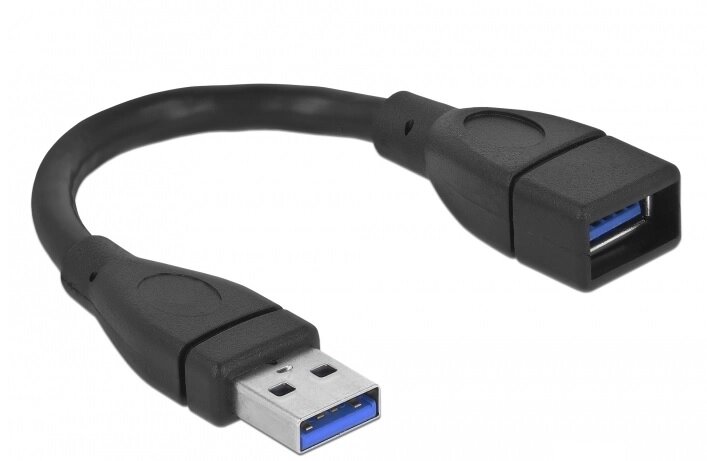 Кабель пристроїв-подовжувач Delock USB3.0 A M/F  0.15m AWG24+28 D=5.5mm чорний (70.08.2776) від компанії інтернет-магазин "БИТПРОМТОРГ" - фото 1