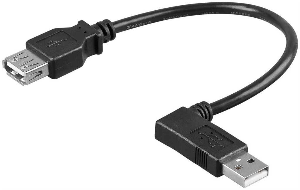 Кабель пристроїв-подовжувач Goobay USB2.0 A M/F  0.5m AWG24+28 90°вліво 2xS D=4.5mm Cu чорний (75.09.5706) від компанії інтернет-магазин "БИТПРОМТОРГ" - фото 1