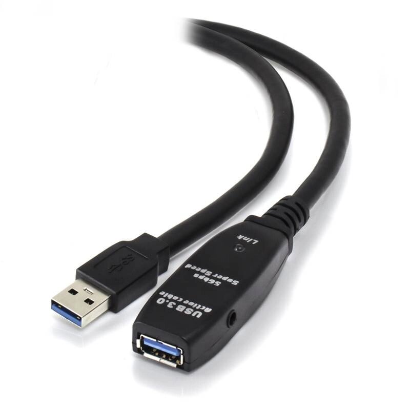 Кабель пристроїв-подовжувач Gutbay USB3.0 A M/F (Active)  5.0m AWG22+28 D=6.0mm (каскад 2x) чорний (78.01.2837) від компанії інтернет-магазин "БИТПРОМТОРГ" - фото 1