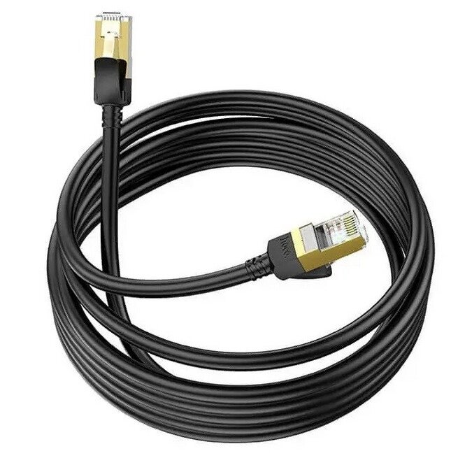 Кабель RJ45 HOCO LAN Level pure copper gigabit ethernet cable US02 5 м чорний від компанії інтернет-магазин "БИТПРОМТОРГ" - фото 1