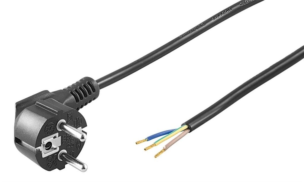 Кабель живлення пристроїв Goobay FreeEnd-IEC (Schuko) M/M  1.5m 3x0.75mm 90° 16A Pigtail чорний (75.09.3976) від компанії інтернет-магазин "БИТПРОМТОРГ" - фото 1