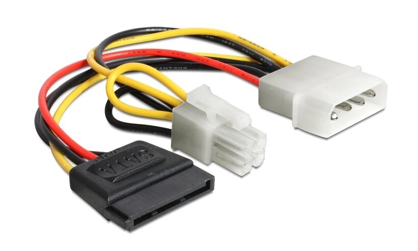 Кабель живлення внутрішній Delock MoleX-SATA 15p M/F +ATX (EPS) 4p/M 0.15m прямий 4p (70.06.0127) від компанії інтернет-магазин "БИТПРОМТОРГ" - фото 1