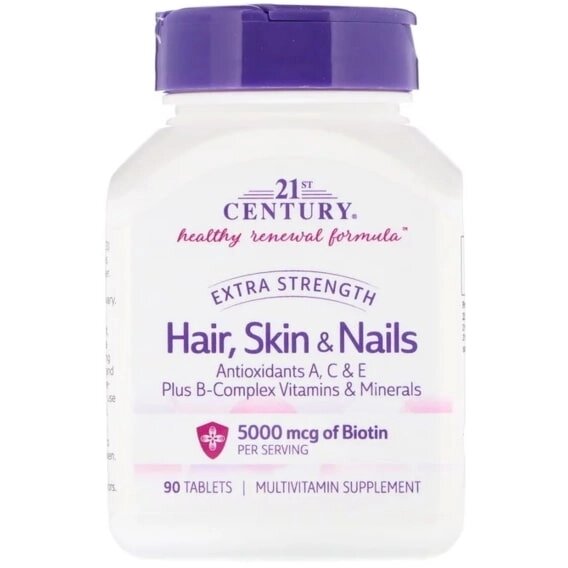 Комплекс для шкіри, волосся, нігтів 21st Century Hair, Skin & Nails, Extra Strength 90 Tabs CEN-27847 від компанії інтернет-магазин "БИТПРОМТОРГ" - фото 1