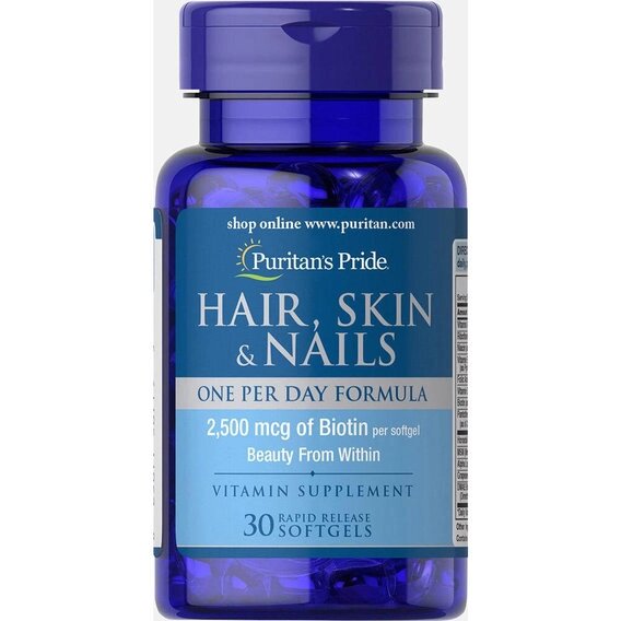 Комплекс для шкіри, волосся, нігтів Puritan's Pride Hair, Skin & Nails One Per Day Formula 30 Softgels від компанії інтернет-магазин "БИТПРОМТОРГ" - фото 1