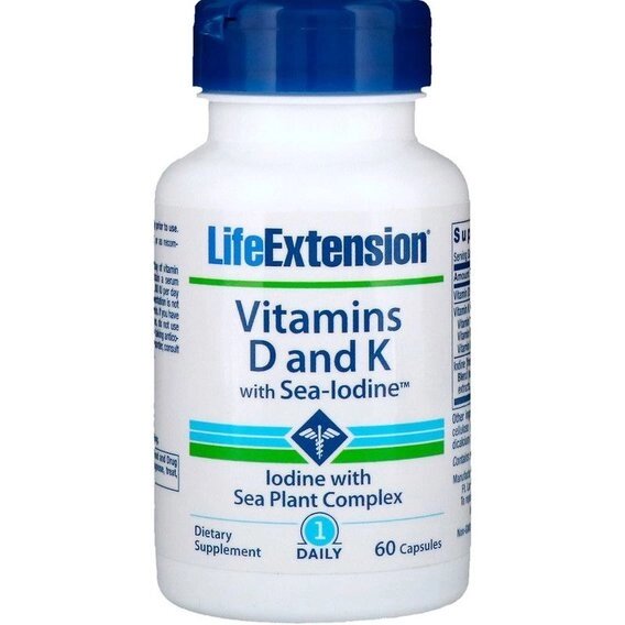 Комплекс Вітамін D3+K2 Life Extension Vitamins D and K with Sea-Iodine 60 Caps від компанії інтернет-магазин "БИТПРОМТОРГ" - фото 1