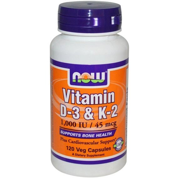 Комплекс Вітамін D3+K2 NOW Foods Vitamin D-3 & K-2 120 Veg Caps від компанії інтернет-магазин "БИТПРОМТОРГ" - фото 1