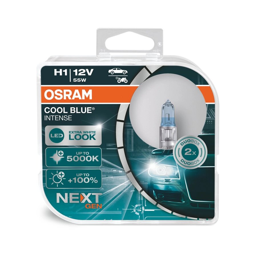 Комплект галогенових ламп Osram H1 12V 55W P14.5s Cool Blue Intense Next Gen 2 шт (64150CBN-HCB) від компанії інтернет-магазин "БИТПРОМТОРГ" - фото 1