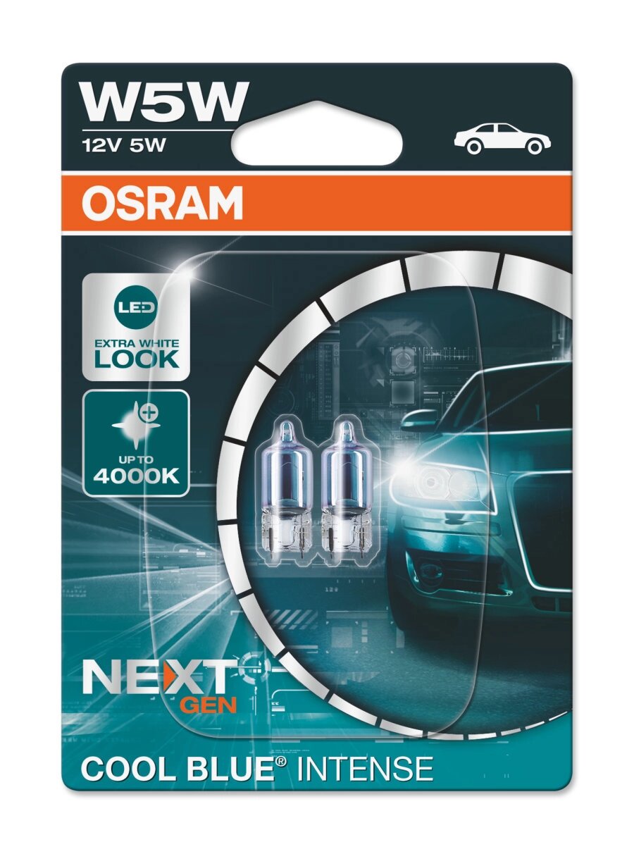 Комплект галогенових ламп Osram W5W Cool Blue Intense Next Gen 2 шт (2825CBN-02B) від компанії інтернет-магазин "БИТПРОМТОРГ" - фото 1