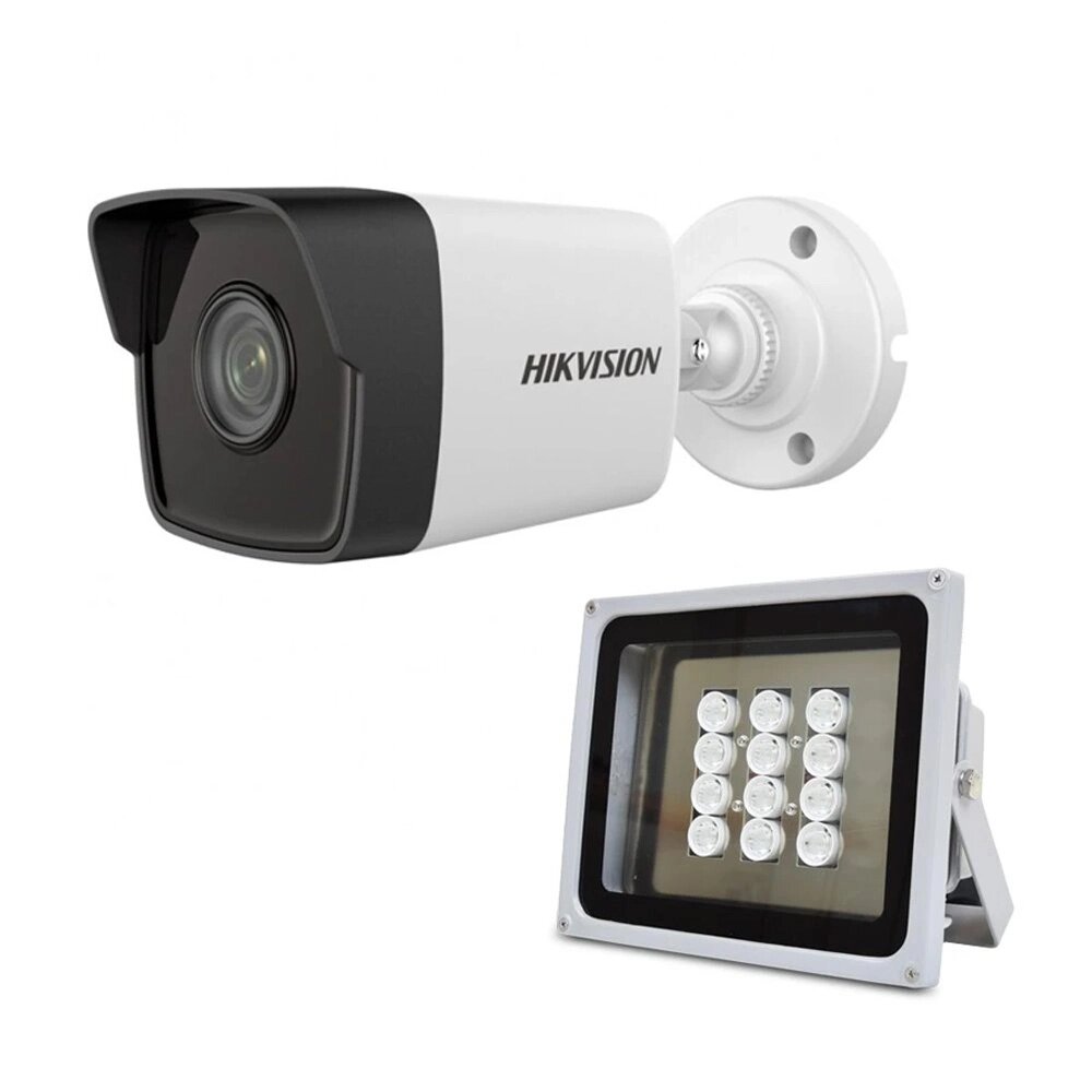 Комплект IP-відеокамера 2 Мп Hikvision DS-2CD1021-I (F) 2.8 мм та ІЧ-прожектор Lightwell LW12-100IR60-220 від компанії інтернет-магазин "БИТПРОМТОРГ" - фото 1