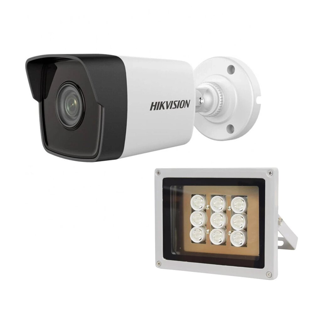 Комплект IP-відеокамера 2 Мп Hikvision DS-2CD1021-I (F) 2.8 мм та ІЧ-прожектор Lightwell LW9-100IR45-220 від компанії інтернет-магазин "БИТПРОМТОРГ" - фото 1