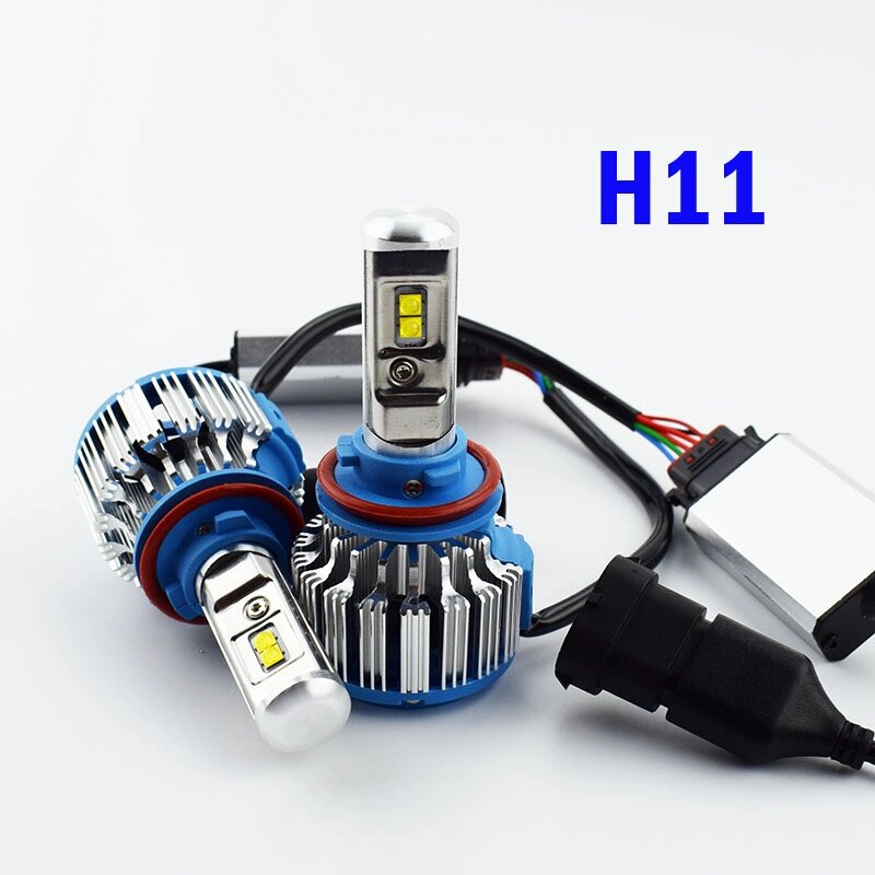 Комплект LED ламп TurboLed T1 H11 6000K 50W 12/24v CanBus з активним охолодженням від компанії інтернет-магазин "БИТПРОМТОРГ" - фото 1