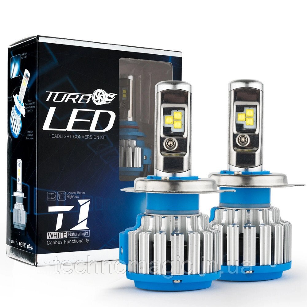 Комплект LED ламп TurboLed T1 H27 6000K 50W 12/24v CanBus з активним охолодженням від компанії інтернет-магазин "БИТПРОМТОРГ" - фото 1