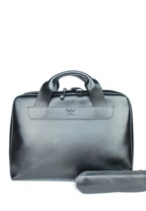 Шкіряна ділова сумка Attache Briefcase чорний The Wings