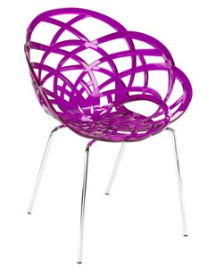 Крісло Papatya Flora-ML прозоро-пурпурне сидіння, ніжки хром