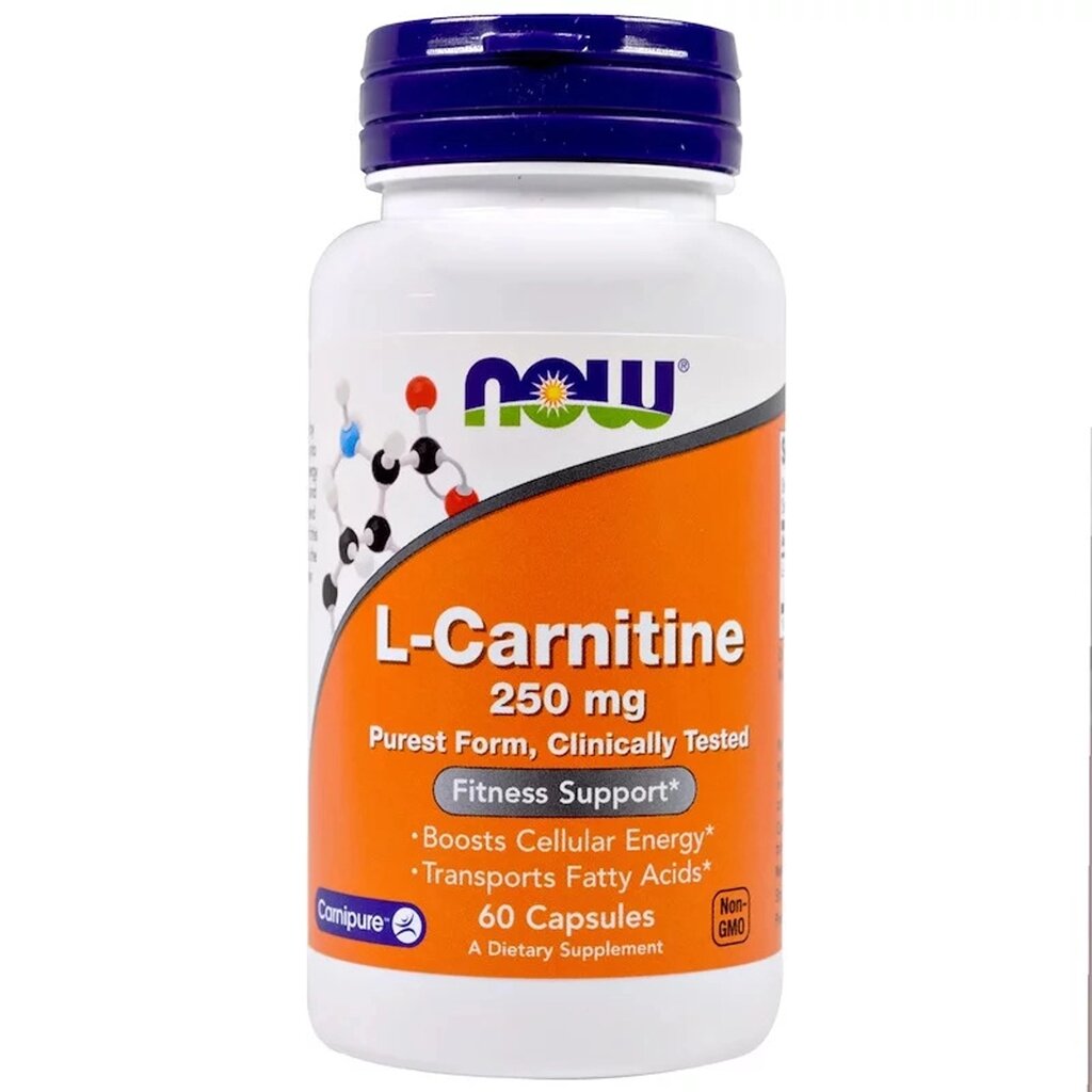 L-Карнітін, L-Carnitine, Now Foods, 250 мг, 60 вегетаріанських капсул від компанії інтернет-магазин "БИТПРОМТОРГ" - фото 1