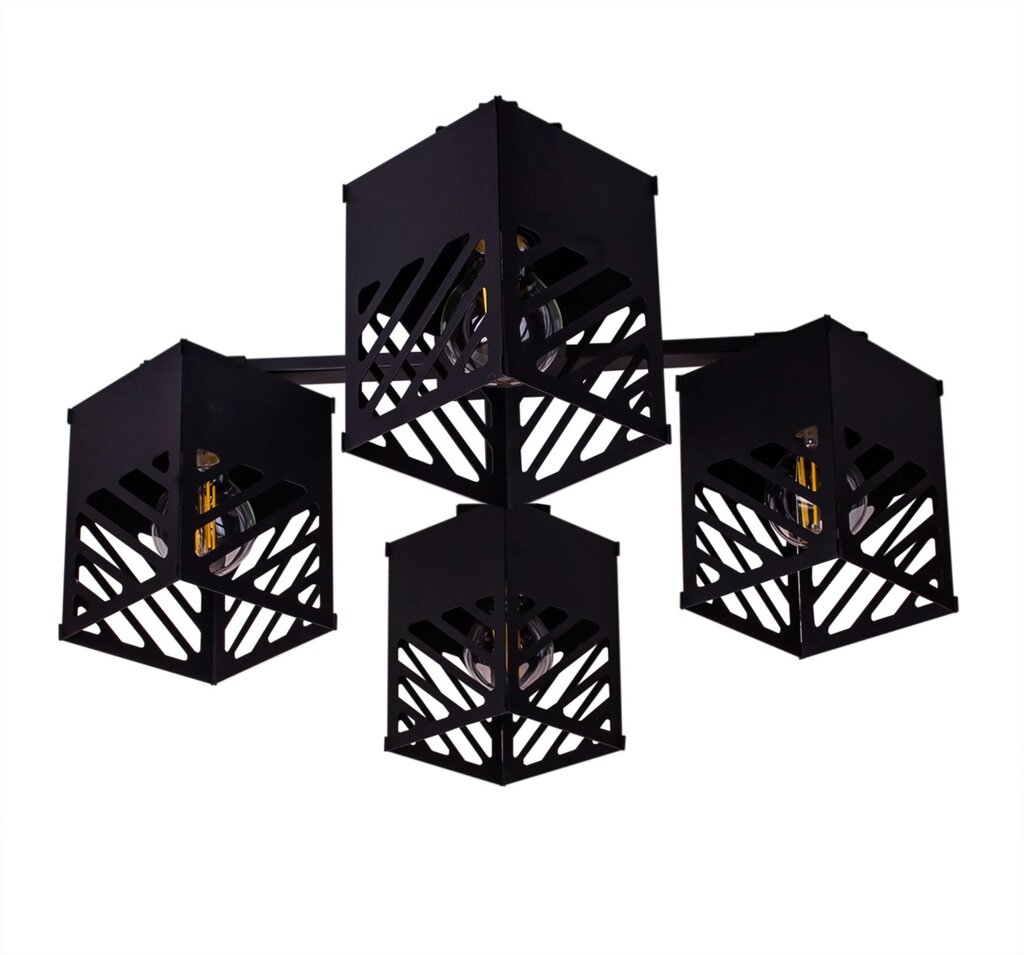 Люстра MSK Electric Urban на чотири плафони NL 2410-4 BK у стилі лофт чорна від компанії інтернет-магазин "БИТПРОМТОРГ" - фото 1