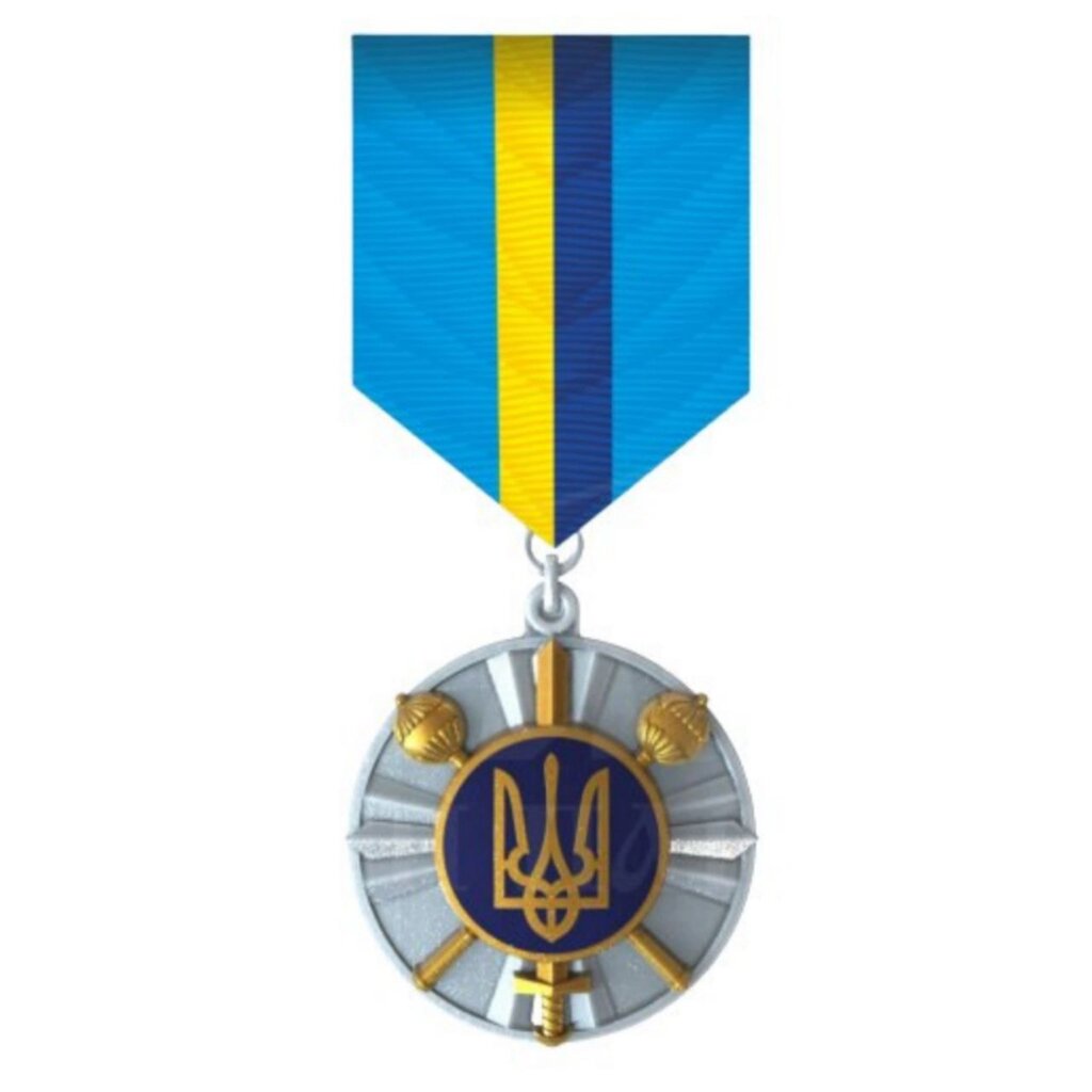 Медаль з посиланням Collection За оборону України 34х40 мм Сріблястий (hub_gj5s3l) від компанії інтернет-магазин "БИТПРОМТОРГ" - фото 1