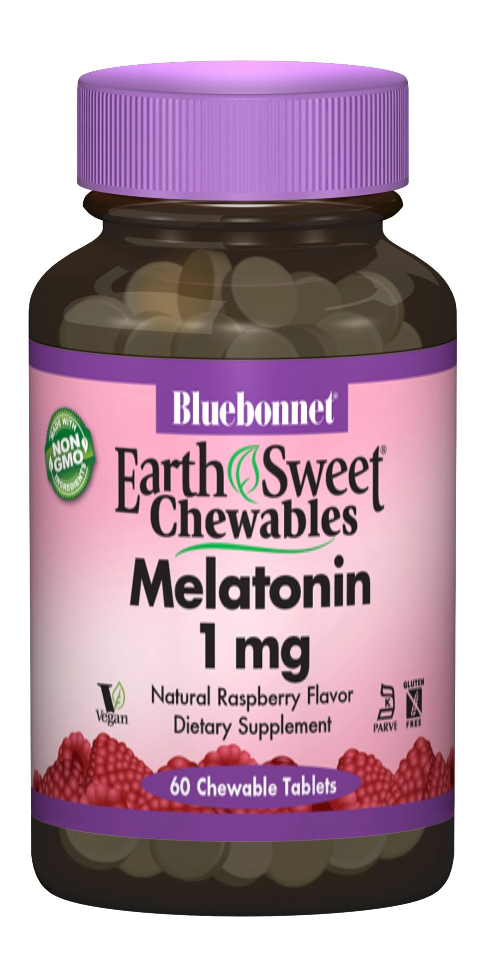 Мелатонін 1мг, Смак Малини, Earth Sweet Chewables, Bluebonnet Nutrition, 60 жувальних таблеток від компанії інтернет-магазин "БИТПРОМТОРГ" - фото 1