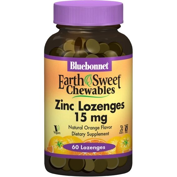 Мікроелемент Цинк Bluebonnet Nutrition Zinc Lozenges 15 mg 60 Lozenges Orange Flavored BLB0745 від компанії інтернет-магазин "БИТПРОМТОРГ" - фото 1