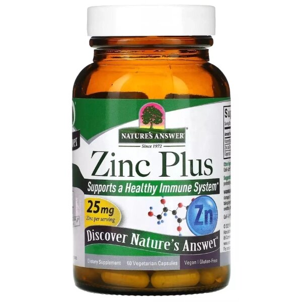 Мікроелемент Цинк Nature's Answer Zinc Plus 25 mg 60 Veg Caps від компанії інтернет-магазин "БИТПРОМТОРГ" - фото 1