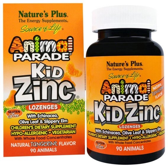 Мікроелемент Цинк Nature's Plus Animal Parade, Kid Zinc 90 Lozenges Tangerine від компанії інтернет-магазин "БИТПРОМТОРГ" - фото 1