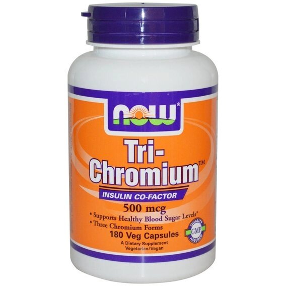 Мікроелемент Хром NOW Foods Tri-Chromium 500 mcg 180 Veg Caps від компанії інтернет-магазин "БИТПРОМТОРГ" - фото 1