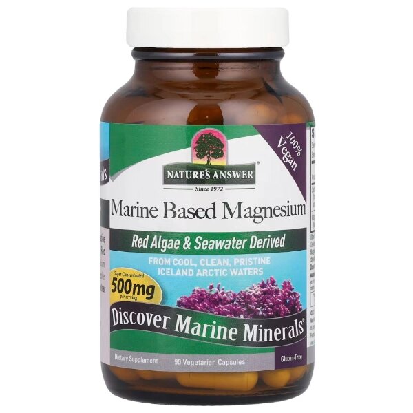 Мікроелемент Магній Nature's Answer Marine Based Magnesium 500 mg 90 Veg Caps від компанії інтернет-магазин "БИТПРОМТОРГ" - фото 1