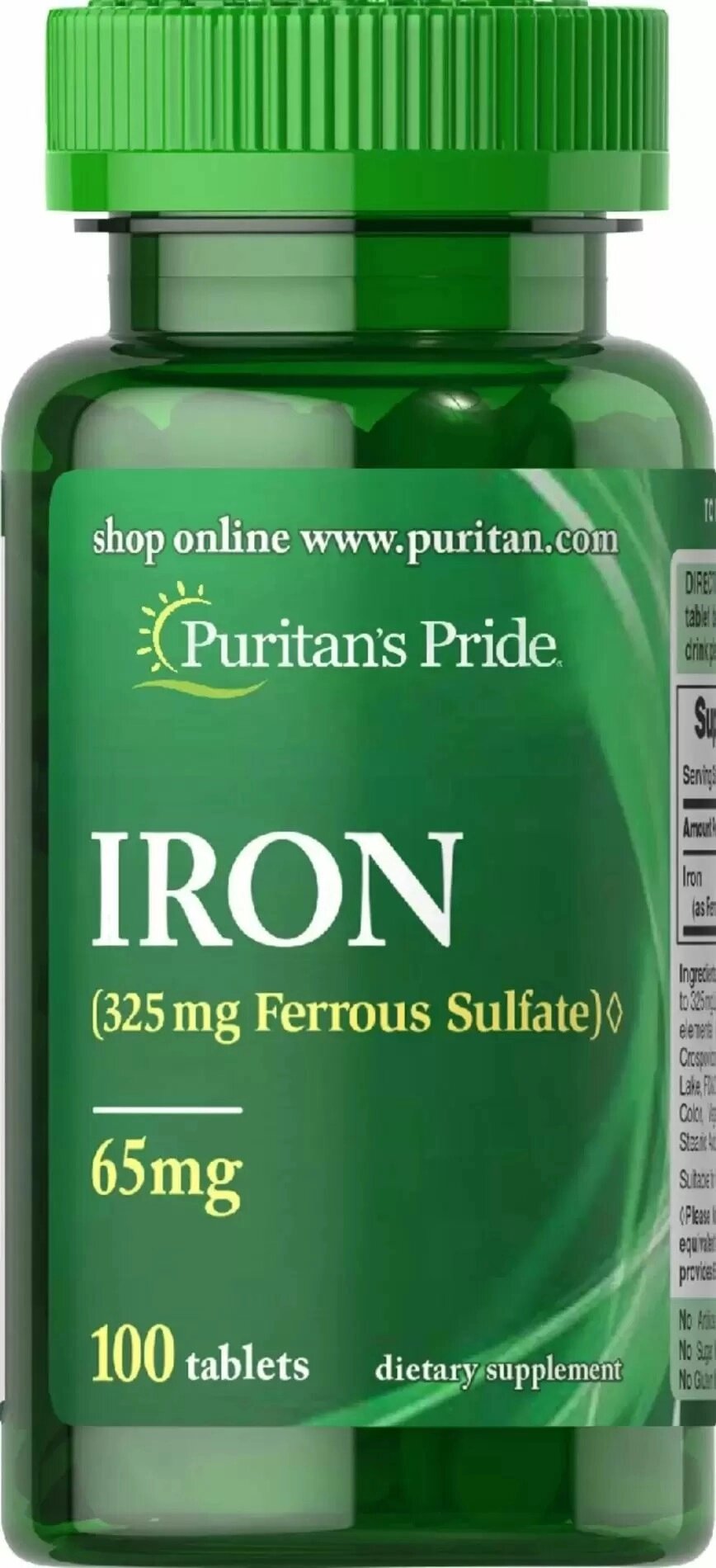 Мікроелемент Залізо Puritan's Pride Iron Ferrous Sulfate 65 mg 100 Tabs від компанії інтернет-магазин "БИТПРОМТОРГ" - фото 1