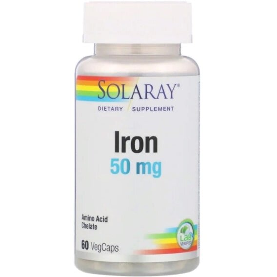 Мікроелемент Залізо Solaray Iron 50 mg 60 Veg Caps SOR-46105 від компанії інтернет-магазин "БИТПРОМТОРГ" - фото 1