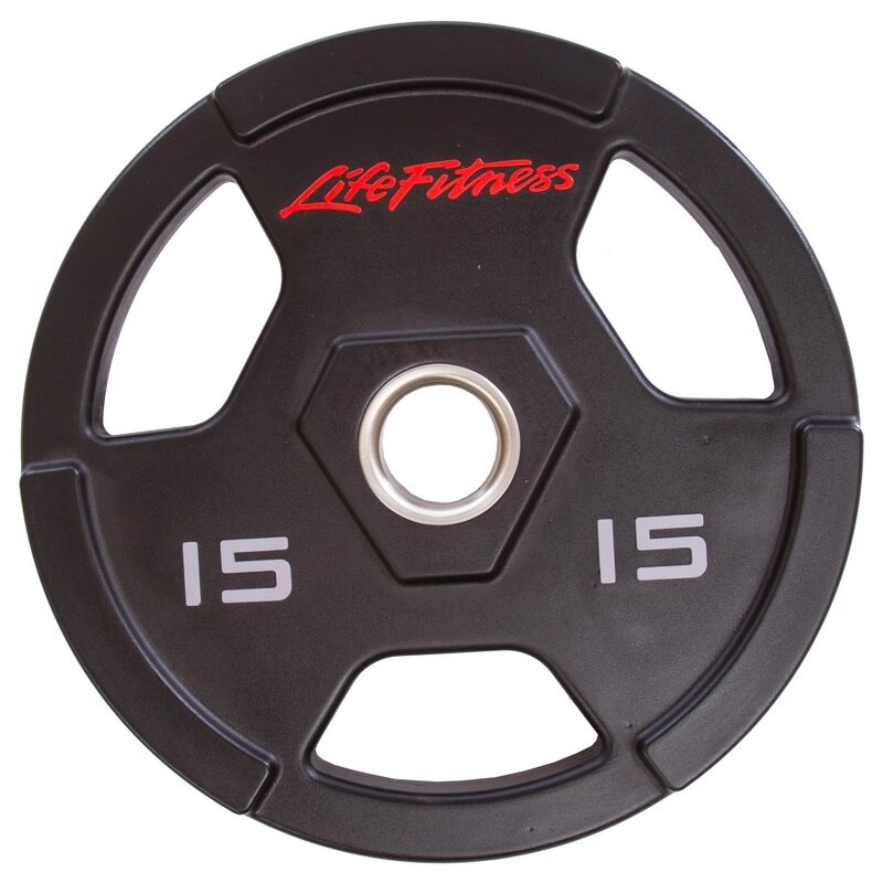 Млинці диски поліуретанові LIFE FITNESS SC-80154-15 15кг Чорний від компанії інтернет-магазин "БИТПРОМТОРГ" - фото 1