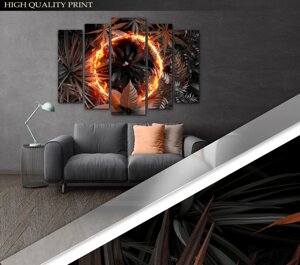 Модульна картина Poster-land у вітальню / спальню Абстракція Вогонь у листі Art-447_5 ( 80х118см ) Poster-land