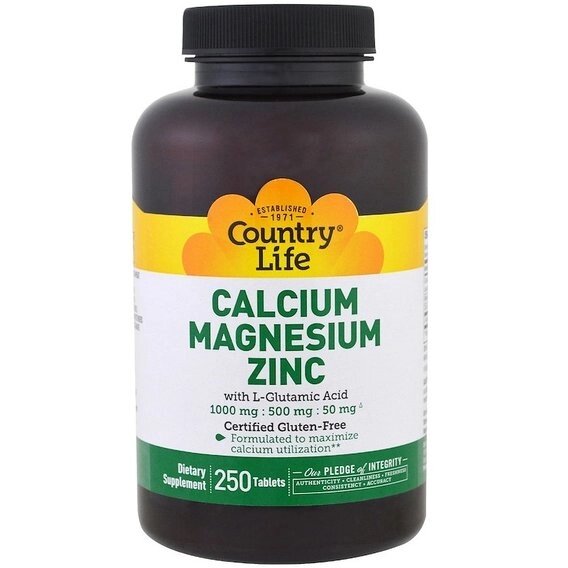 Мультимінеральний комплекс Country Life Calcium Magnesium Zinc 250 Tabs від компанії інтернет-магазин "БИТПРОМТОРГ" - фото 1