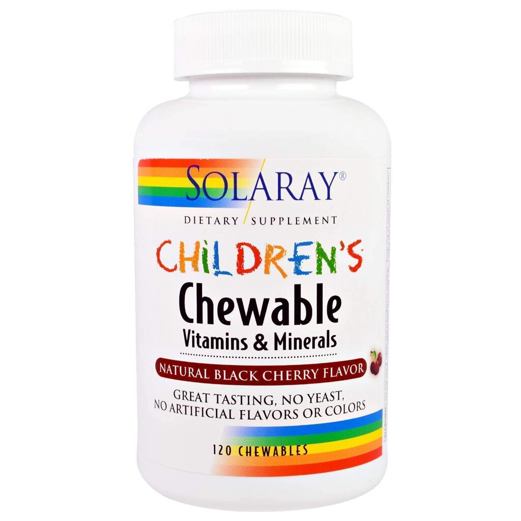 Мультивітаміни для дітей Solaray Childrens Vitamins and Minerals смак вишні 120 таблеток (20018) від компанії інтернет-магазин "БИТПРОМТОРГ" - фото 1